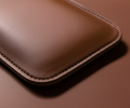 Close-up of Oakstead leather desk mat set stitched edge detail